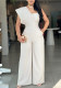 Women's solid color one shoulder casual jumpsuit