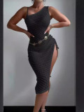 Sexy Hollow-Back Open Slit Long Beach Dress for Bikini Cover-Up