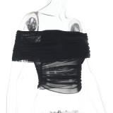 Sexy Off-Shoulder Mesh Top Women Summer Shirt