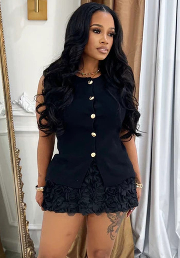 Women's spring solid color flower sexy bodycon skirt