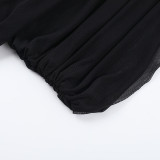 Sexy Off-Shoulder Mesh Top Women Summer Shirt