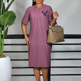 Women's fashion chic elegant solid color loose plus size African dress