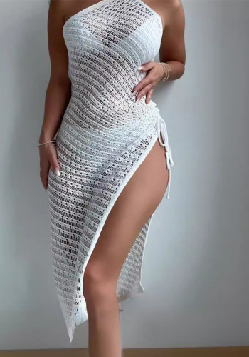 Sexy Hollow-Back Open Slit Long Beach Dress for Bikini Cover-Up