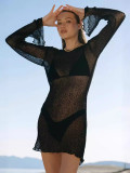 Summer Knitting Beach dress Sexy Low Back Sun Protection Cover-Up Dress