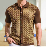 Men’s Summer Short-Sleeve Knitted Polo Shirt Turn-Down Collar