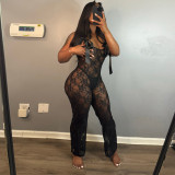 Spring and summer women's lace sleeveless sexy strap jumpsuit