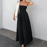 Summer Sleeveless Strapless Black Beach Holidays Dress