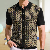 Men’s Summer Short-Sleeve Knitted Polo Shirt Turn-Down Collar