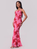 summer Fashionable sexy floral strap bodycon long dress