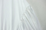 Elegant women's solid color pleated A-line V-neck short-sleeved low back long dress formal party dress
