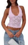 Hollow Lace Slim-Fit Sexy Tank Top Versatile Halter Neck Blouse