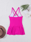 Sexy back cross one piece swimsuit dress