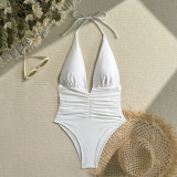 female sexy deep V halter neck One-piece swimsuit