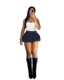 Women Solid Stretch Pleated Skirt Bubble Skirt