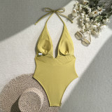female sexy deep V halter neck One-piece swimsuit