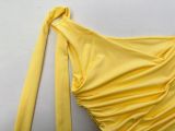 Summer One-Shoulder Sexy Solid Color Slim Waist A-Line Dress