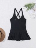 Sexy back cross one piece swimsuit dress
