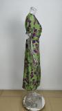 Women's fashion printed V-neck long dress