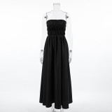 Summer Sleeveless Strapless Black Beach Holidays Dress