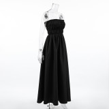 Summer Sleeveless Strapless Black Beach Holidays Dress