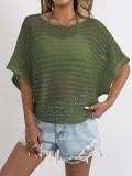 women's knitting hollow irregular bat sleeves loose blouse outerwear cover-up T-shirt tops