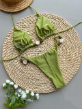 Women sexy bikini solid two pieces Swimwear
