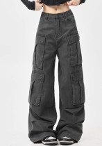 Women Retro Multi-Pocket Pleated Cargo Pants Women Retro Multi-Pocket Pleated Cargo Pants