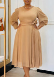 Plus Size Spring Elegant Solid Dress for Women