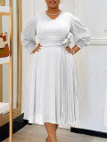 Plus Size Spring Elegant Solid Dress for Women