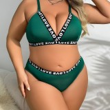 Women striped Letter sexy Bikini Swimwear  Set