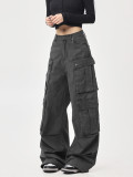 Women Retro Multi-Pocket Pleated Cargo Pants