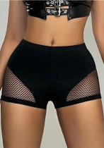 Fishing Net Patchwork Hollow Sexy Basic Shorts for Women