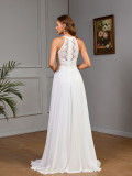 Women spring sleeveless Halter Neck wedding bridesmaid dress solid dress