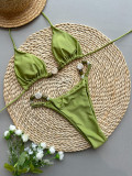 Women sexy bikini solid two pieces Swimwear