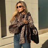 Women Spring Sexy Leopard Print Lace-up Long-sleeved Print Shirt