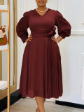 Plus Size Spring Elegant Solid Dress for Women