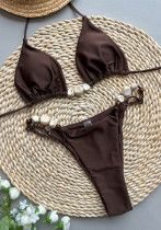 Women sexy bikini solid two pieces Swimwear