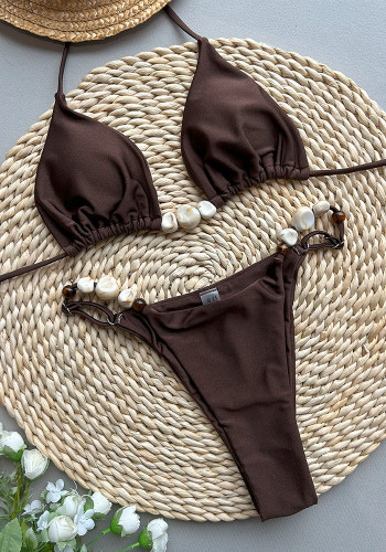 Women sexy bikini solid two pieces Swimwear