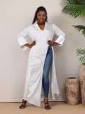 Women sexy V Neck long sleeve pleated Casual dress
