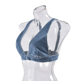 Women Summer Denim Washed Sexy Vest Top
