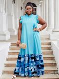 Plus Size Women summer ruffled Round Neck leopard print Patchwork dress