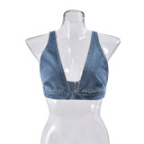 Women Summer Denim Washed Sexy Vest Top