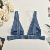 Women Summer Denim Washed Sexy Vest Top