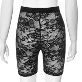 Sexy Lace Basic See-Through Stretchy Shorts for Women