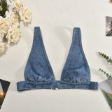 Women Summer Denim Washed Sexy Vest Top