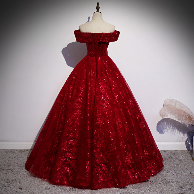 Women Red Off Shoulder Formal Party Evening Dress