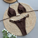 Women sexy bikini solid two pieces Swimwear