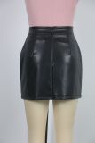Women Beaded Pu Leather Bodycon Zipper Sexy Mini Dress