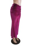 Women Casual Pleated Velvet Skirt