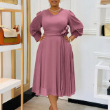 Plus Size Spring Elegant Solid Dress for Women
